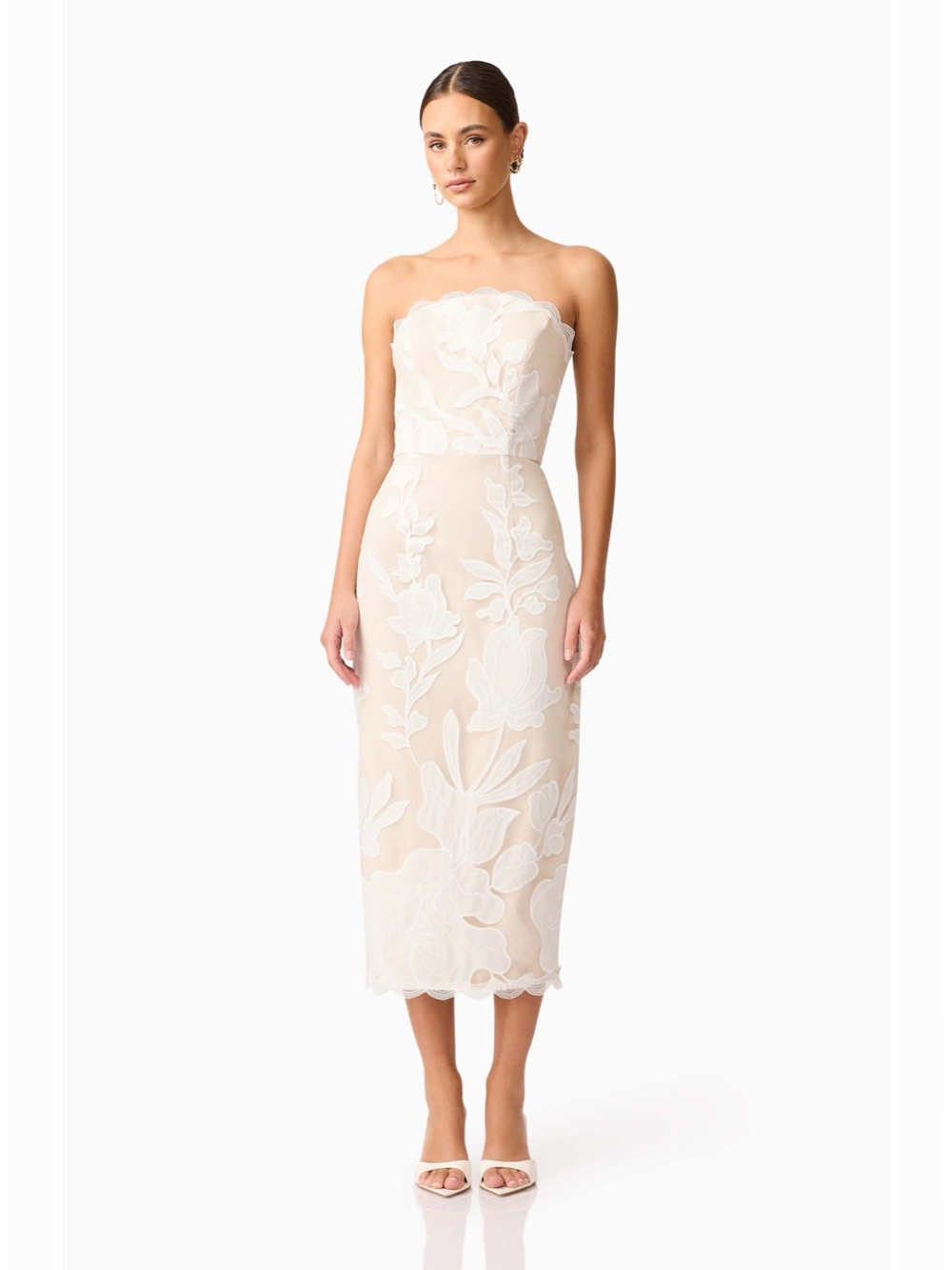 NEW Elliat Flor Strapless Cocktail Dress In Ivory Size XXL